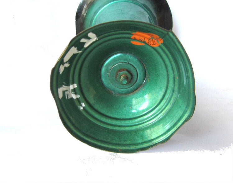 Vintage vase. Mid century vase. Green vase. Small vase. Bud vase. Hand painted vase. Made in Israel. True vintage. Dancing girl.