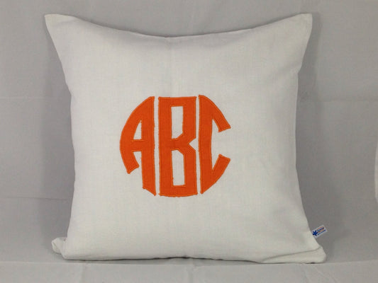 Circle Monogrammed Pillows, Dorm Decor, Christmas Gift for her, Monogram sofa Pillows, Monogram bedroom pillows