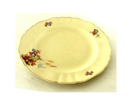 Mid century ceramic. Floral china. Gold trim china. Yellow china. China platter. Large platter. Porcelain dinnerware. J G Meakin. Sunshine.