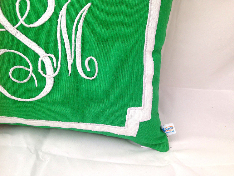 Gifts for her, Lumbar Monogram Pillow covers, Green Accent Sofa Pillows, Green Couch pillows, Green Decorative Throw Pillows