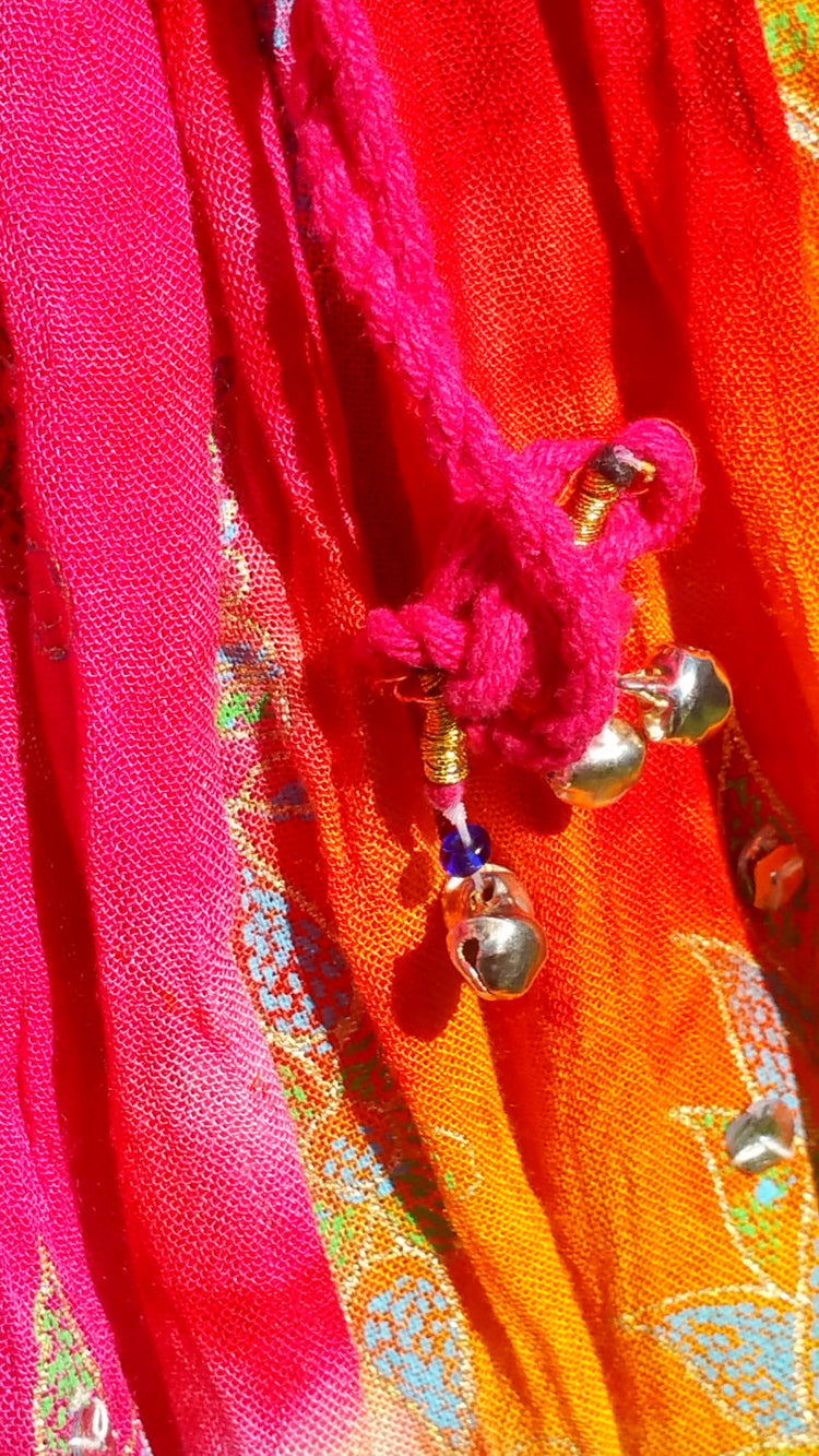 Orange Pink TieDye Rayon Skirt (Shipped from Canada)