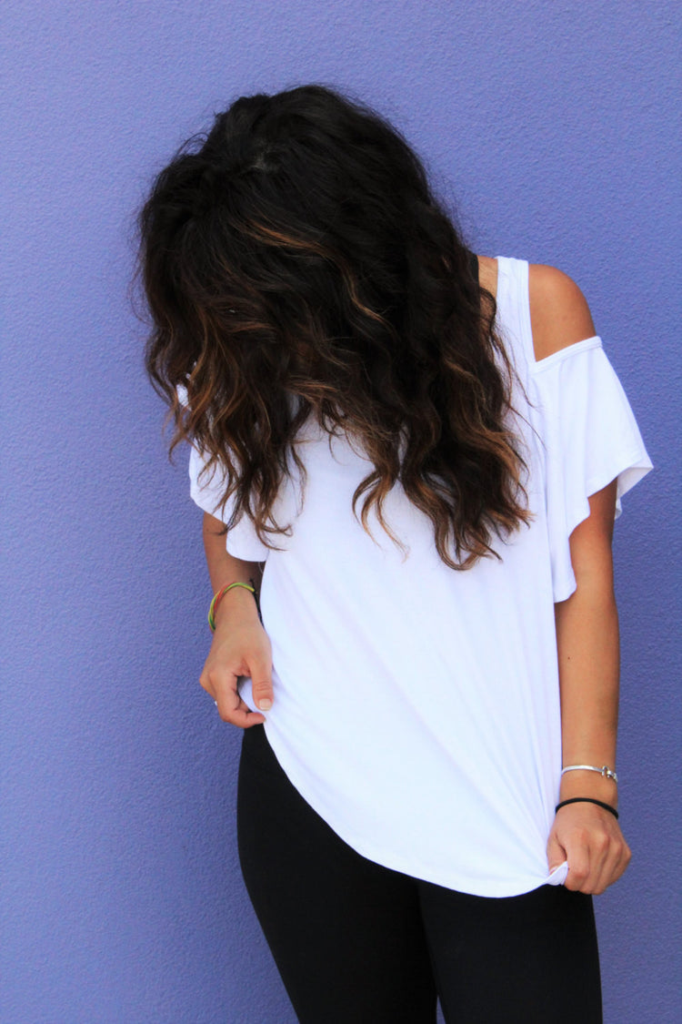 SALE!! Chic Cold Shoulder Top, Boho Cold Shoulder Top, Chic White Top