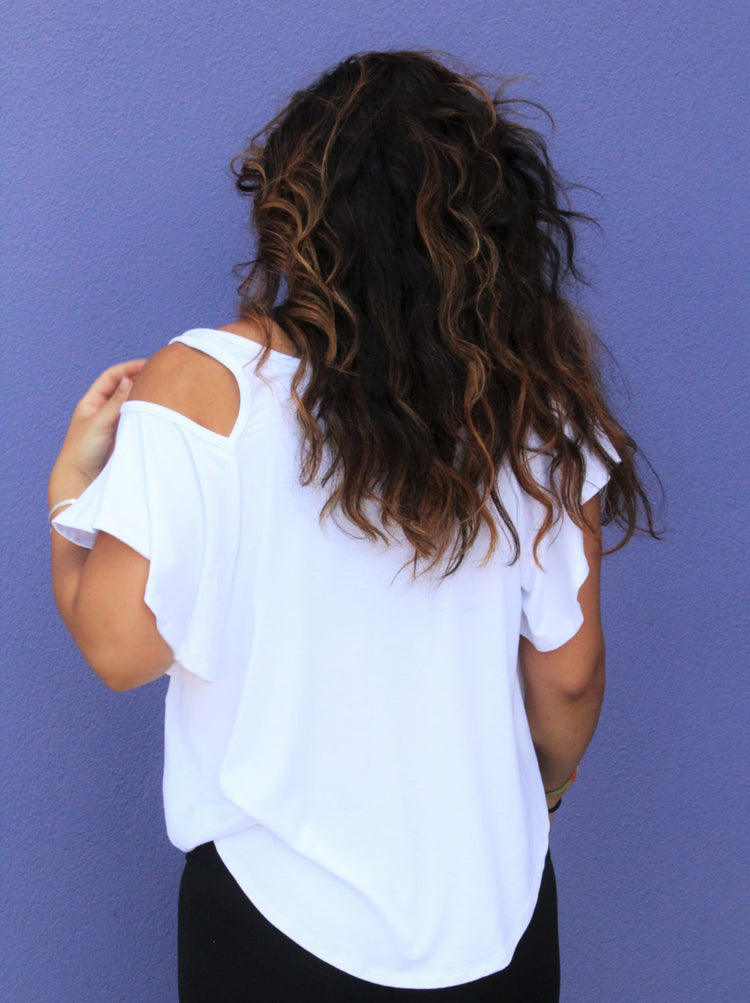 SALE!! Chic Cold Shoulder Top, Boho Cold Shoulder Top, Chic White Top